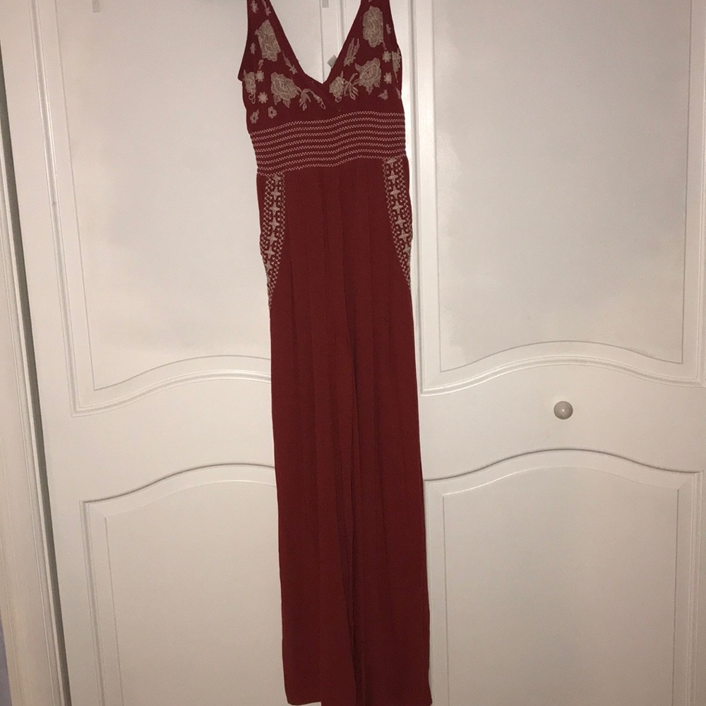 American Eagle Red Romper with Pockets